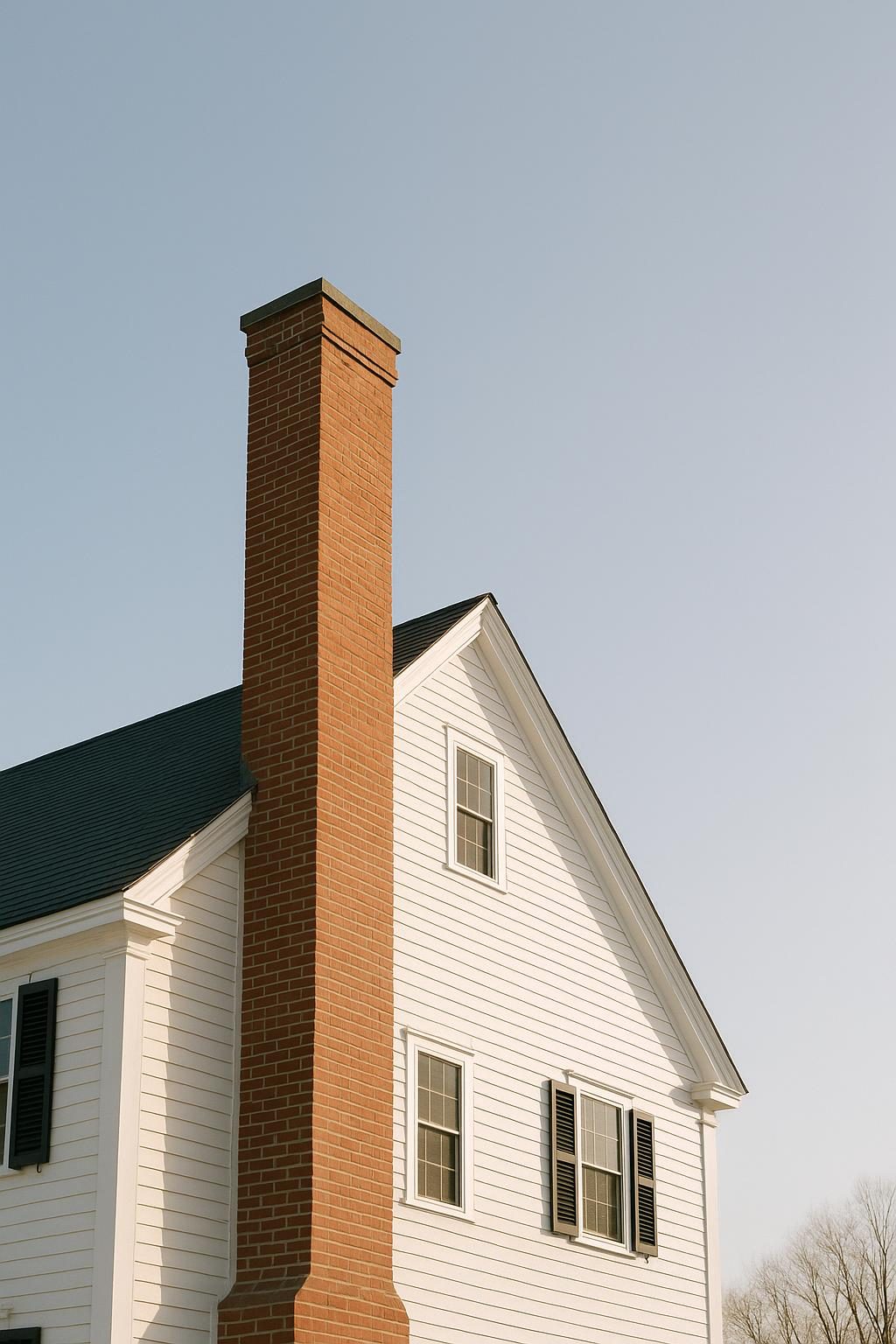 Brick chimney on a colonial house (illustration)